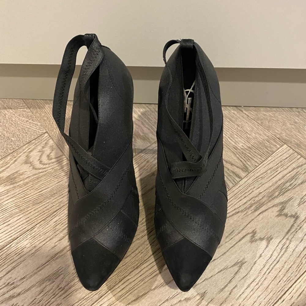 YSL Yves Saint Laurent Shoe Platform Bandage Suede Shootie